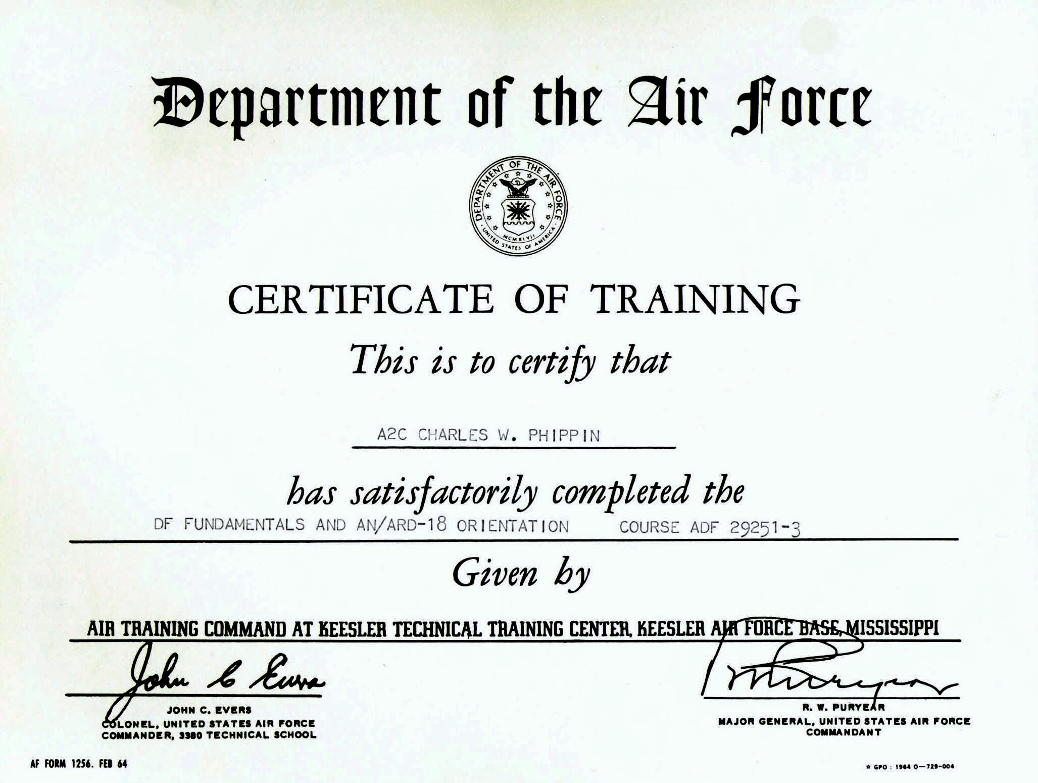 training certificates ec 47 af form 1256