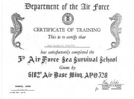 Loiselle 5AF Water Survival Certificate 1961